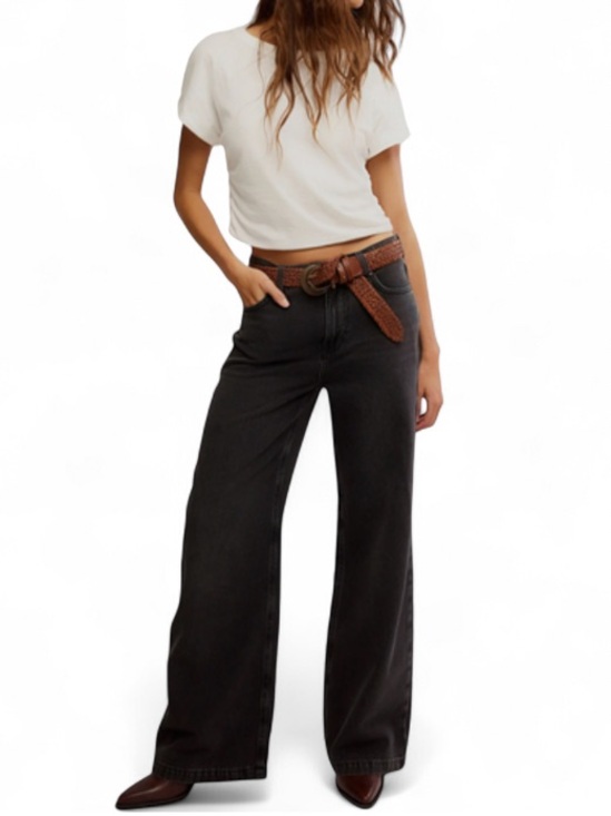 We The Free Denim - Free People We The Free Stride High Waist Wide Leg Jeans Black NWOT